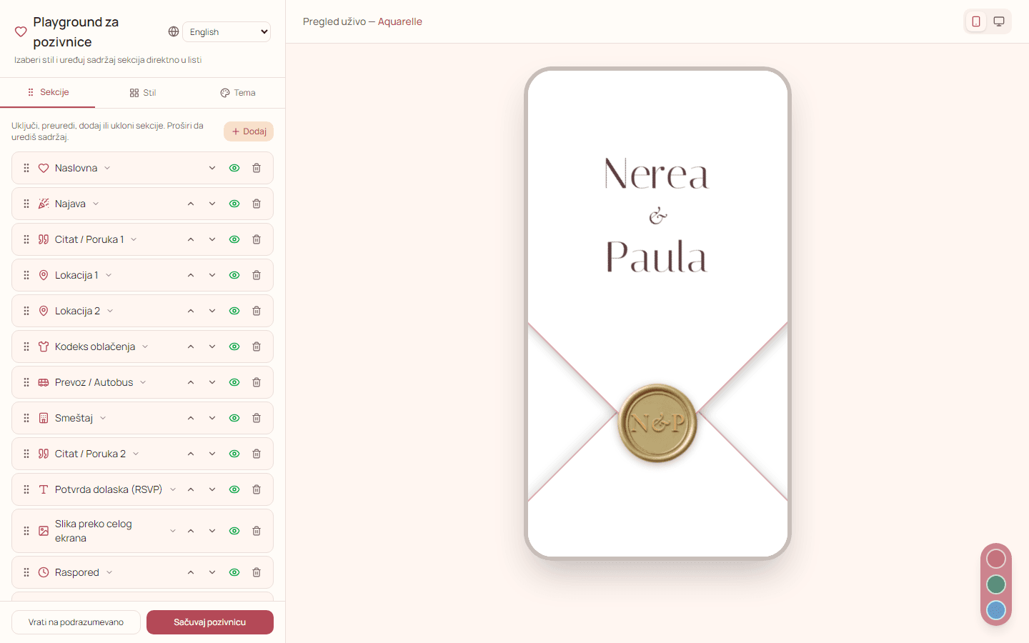 Invitation editor